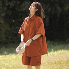 短袖衬衫男新款夏季薄款透气搭配套装短裤宽松翻领衬衣TZ068-P90，男装衬衫，星座308B-2