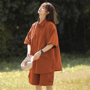 短袖衬衫男新款夏季薄款透气搭配套装短裤宽松翻领衬衣TZ068-P90图片