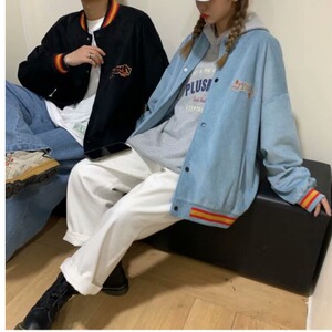 灯芯绒刺绣棒球服男潮ins美式单排扣情侣宽松夹克vintage春秋外套图片