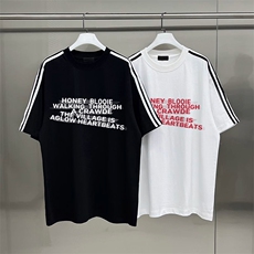 夏季美式高街重磅纯棉三条杠织带撞色男女短袖T恤STG251特P25，男装T恤，电商A486