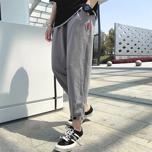 束脚裤男2021夏季潮流小脚哈伦裤新款休闲裤九分运动裤 DS383T图片