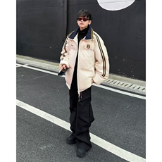 美式复古撞色织带翻领棉衣棉服男冬季加厚情侣面包服外套M9092，男装棉衣，星座506