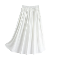 白色松紧腰时尚A字版半身裙女夏，女装半身裙，水衣源