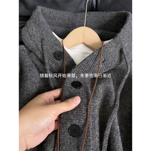 重磅秋冬装北极绒开衫毛衣美式复古休闲慵懒风针织衫加厚连帽外套图片