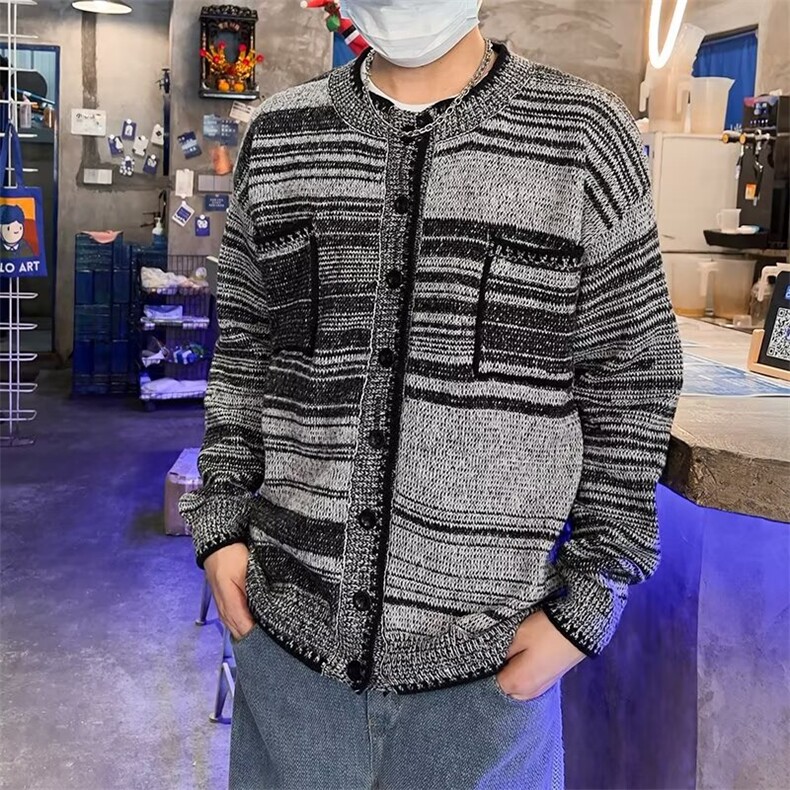 自制日系休闲混色开衫毛衣男士秋冬季宽松针织外套潮M875,男装针织衫/毛衣,星座1116A-1（原606A）