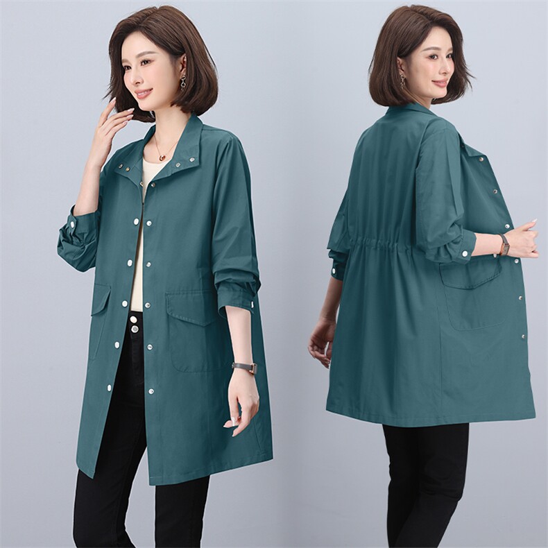 时尚显瘦中长款薄款风衣衬衫女长袖外套，女装风衣，3200格调