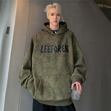 脏脏款连帽卫衣春秋季植绒字母长袖帽衫宽松休闲秋装上衣W90-P5，男装卫衣，电商C307A