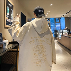 24春秋季360G麂皮绒烧花宽松休闲连帽卫衣JWY252-P55控78，男装卫衣，电商B370