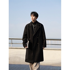 冬季宽松休闲毛呢大衣男韩版过膝呢子外套风衣潮XZ811A-F307-P138，男装风衣，星座811A