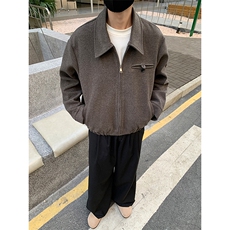 秋冬翻领毛呢夹克男短款呢子风衣宽松韩版痞帅呢子大衣F2476-P115，男装风衣，电商B289