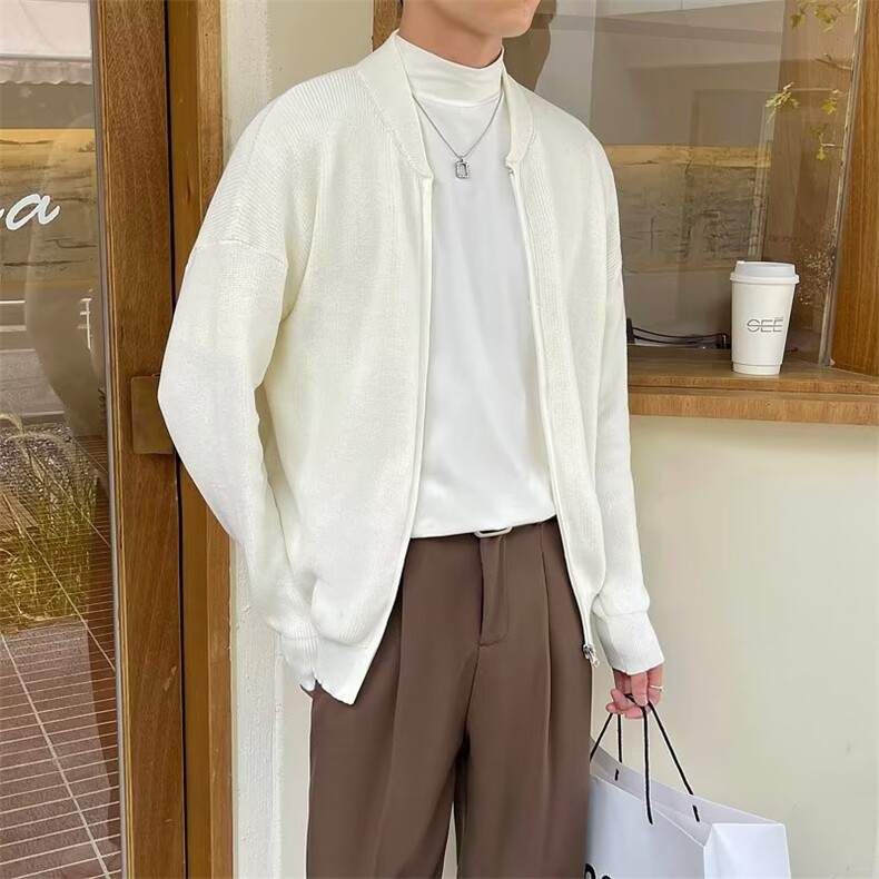 韩版针织开衫男春秋薄款纯色基本款休闲拉链毛衣外套男轻熟风B15,男装针织衫/毛衣,星座1116A-2（原606A-1）