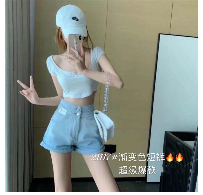 渐变时尚短裤，女装，迷斯佳绣