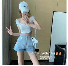 渐变时尚短裤，女装，迷斯佳绣