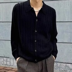 先生简约宽松韩版纯色翻领针织衫条纹半拉链慵懒风男毛衣polo衫，男装针织衫/毛衣，星座506A