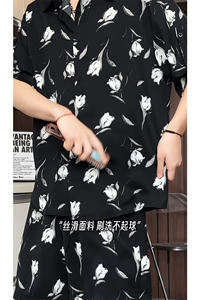 短袖衬衫男+短裤男潮流休闲套装男M-5XL大码TZ78712P50控98模特图图片