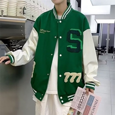 毛巾绣字母夹克棒球领上衣外套毛呢拼皮JY01，男装夹克，星座1116A-1（原606A）