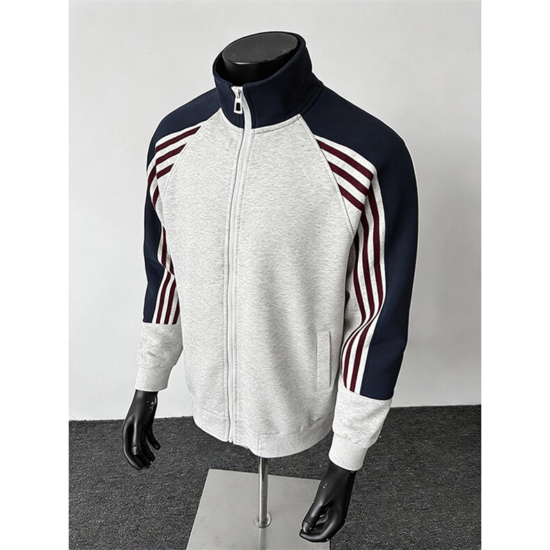 抖音得物高品质26春装美式高街重磅织带拼接撞色立领卫衣外套CM41,女装短外套,电商A486