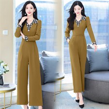 高端正品女装阔腿连衣裤2025春季新款时尚气质拼接裤，女装连体裤，韩美纤衣