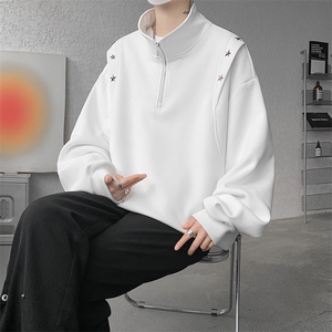 8XL-M星星铆钉半拉链卫衣大码重磅痞帅高街小众立领外套WY5109P58图片