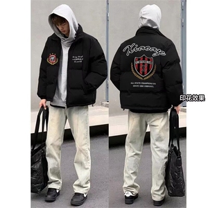 JY395-P64 高街美式复古印花立领棉衣棉服图片
