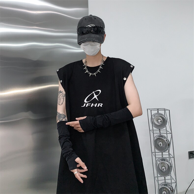 夏款男休闲背心T恤字母印花铆钉无袖坎肩宽松T恤衫BX04P33,男装T恤,星座1013-1