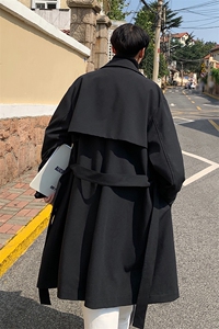 DF275-TP75控108 宽松中长款风衣港风2025秋季男生潮流设计感外套图片