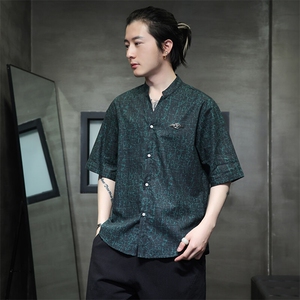 新款夏新中式风潮T恤短袖防香云纱龟裂纹汉服唐装T2418-P58图片