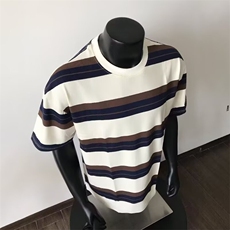 夏季新款美式潮流条纹短袖t恤男女情侣半袖街头圆领上衣休闲体恤，男装T恤，星座506A