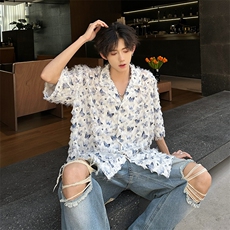 流苏蝴蝶潮男衬衫A071-C85-P45，男装衬衫，电商A071