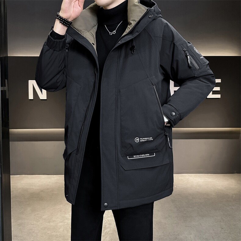 8879P240冬季羽绒服新品男士冲风衣连帽长款卷后控328,男装风衣,星座414（原B263）
