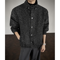 鱼骨条纹呢子内胆加棉加厚棉衣宽松立领棉服A170-N63-P118，男装棉衣，电商A170