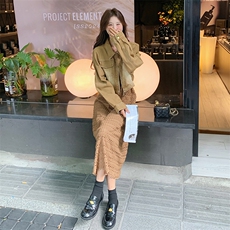 现货-春季新款卡其色两件套203-6023-P175-K248，女装套装/套裙，浙宝203