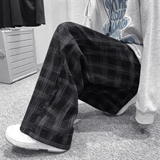 2022秋装新款港风青少年休闲灯芯绒格子直筒裤B221-LK21163-P50，男装休闲裤，电商B221