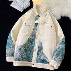 1港风平铺刺绣拼接设计大码M-5XL夹克棉服外套男8706P115控158，男装夹克，星座226-2
