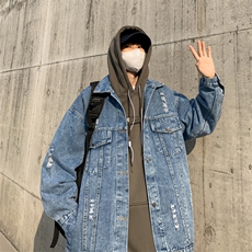 牛仔外套男春季高街潮牌休闲夹克港风休闲工装上衣服JK02093-P65，男装夹克，星座308B-1