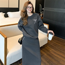女春订珠蝴蝶结卫衣长款半裙洋气显高显瘦，女装套装/套裙，江南