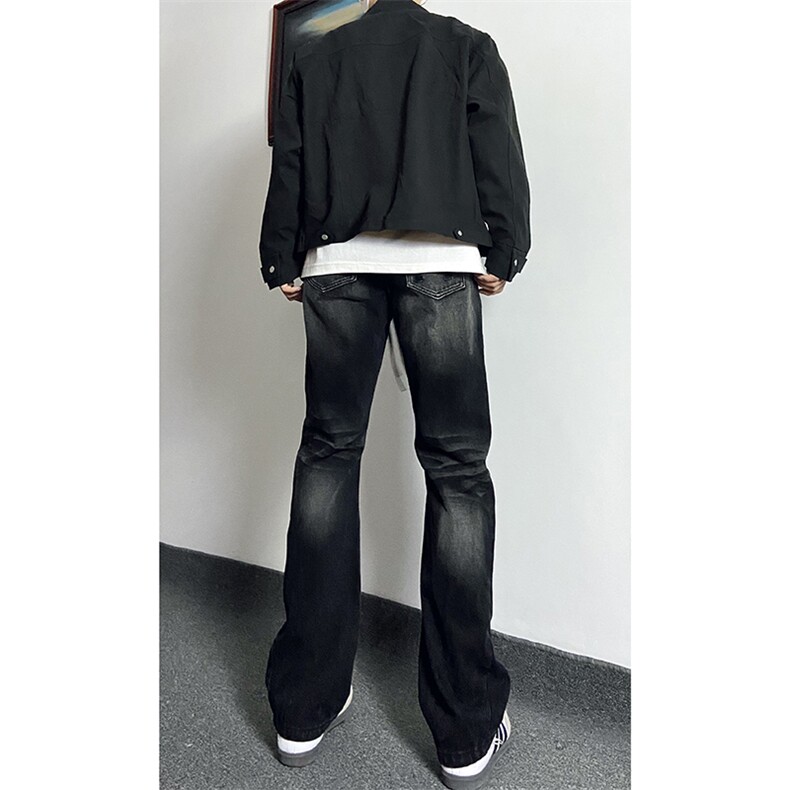 秋季美式ins高街hiphop重工艺水洗微喇复古蓝牛仔裤货号K2320P55图片