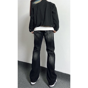 秋季美式ins高街hiphop重工艺水洗微喇复古蓝牛仔裤货号K2320P55图片