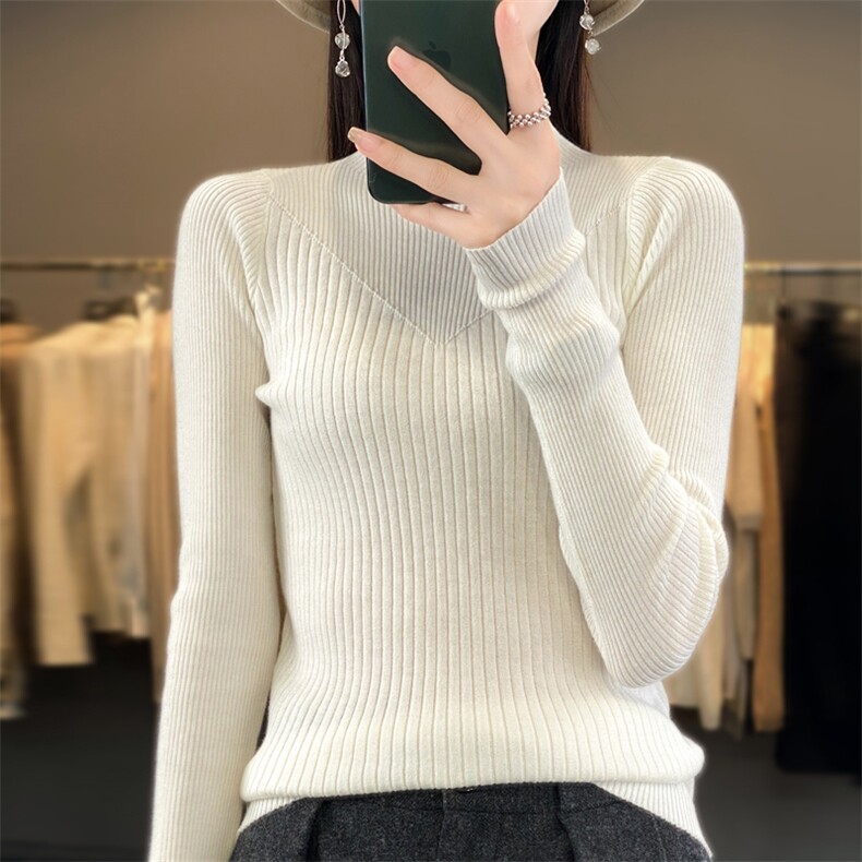 秋冬季新款纯色毛衣女宽松显瘦时尚百搭针织上衣,针织衫/毛衣,贵皇网供仓