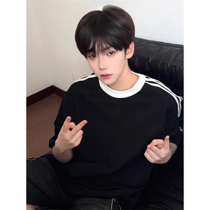 得物抖音 双纱品质 支持退换 260克重磅三杠织带纯棉T恤ZD2601P22图片