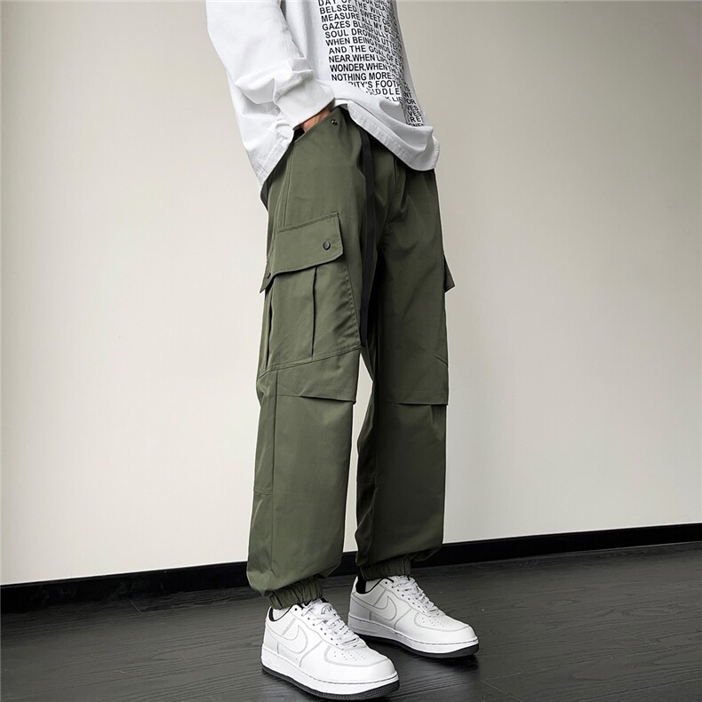 2025秋冬装装潮牌男冲锋裤织带扣宽松工装裤K8799/特P38军绿,男装休闲裤,电商A094