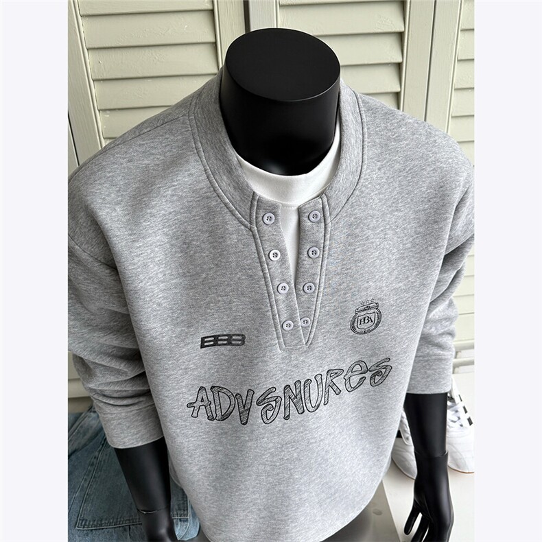 假模图400克重磅假两件套头卫衣涂鸦印花春季美式潮流外套男装P63，男装卫衣，电商C306-1