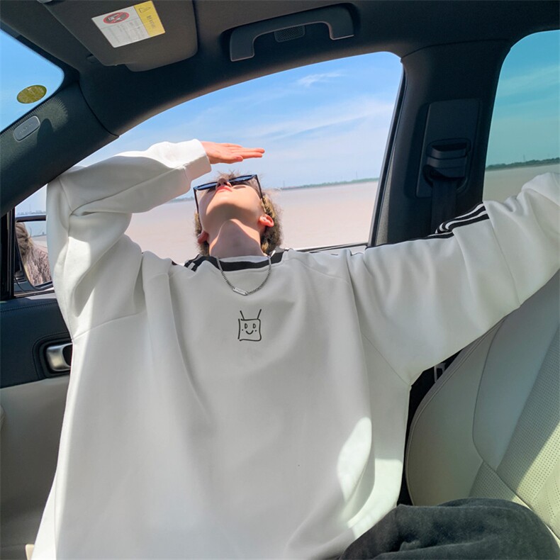 华棉秋冬外景线条圆领卫衣男宽松休闲大码外套WY00860/P45加绒P50，女装短外套，电商B316