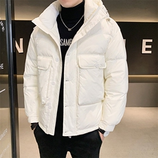 2025冬季纯色连帽加厚保暖短款白鸭绒羽绒服休闲外套YR8035-P200，男装羽绒服，电商A413