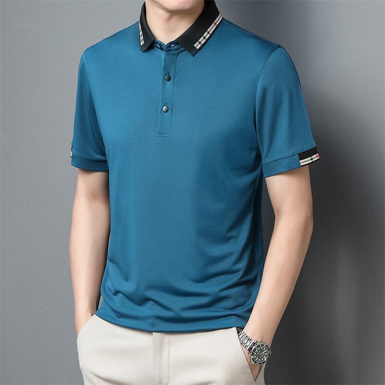 夏季百搭短袖纯色翻领POLO衫T恤休闲商务品质上衣体恤男装，男装Polo衫，钱塘6003（原4033）
