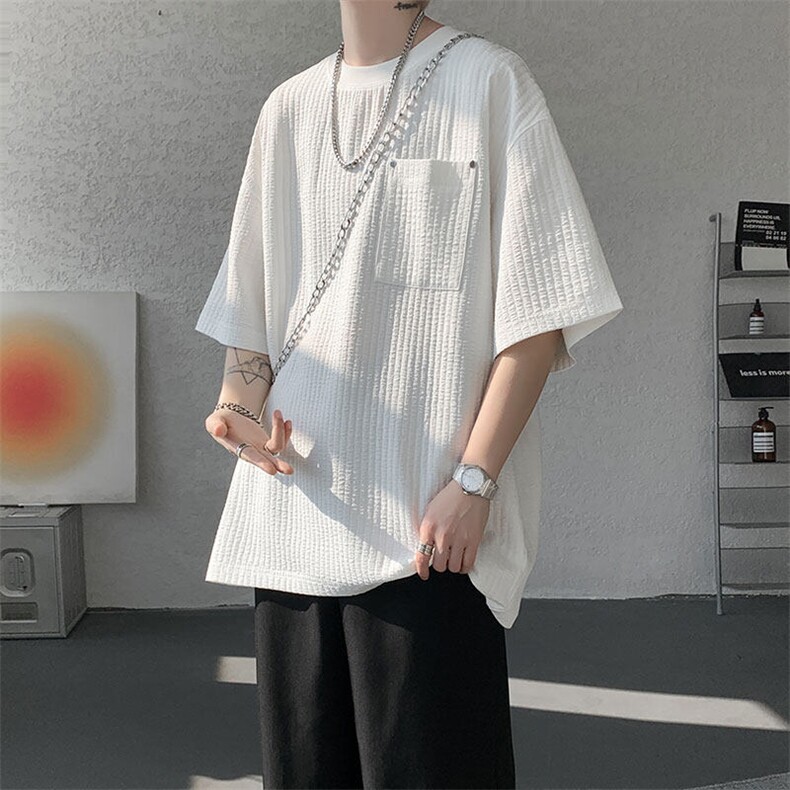 仓库现货T10138-特批35控68肌理感高品质圆领大码短袖T恤,男装T恤,电商A059