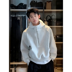 美式解构半拉链加绒加厚卫衣男秋冬重磅连帽外套WY301-P63图片