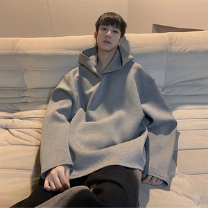抖音得物高品质美式高街重磅纯色结构设计一粒扣连帽卫衣外套W85图片