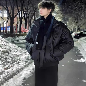 PU皮短款立领黑色棉服棉袄加厚宽松面包服 MY258 直播图片