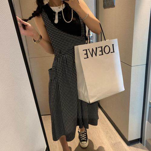 格子背带裙，女装，XTZ style